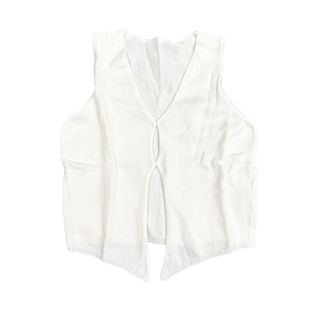 Women's V-Neck Sweater Open Front Detail Tank in White, Size M​​